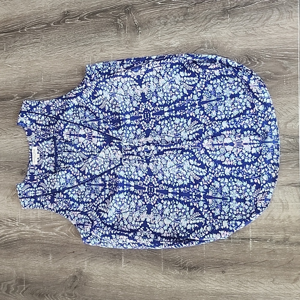 Rebecca Taylor Ditsy Floral Sleeveless V Neck 100% Silk Top